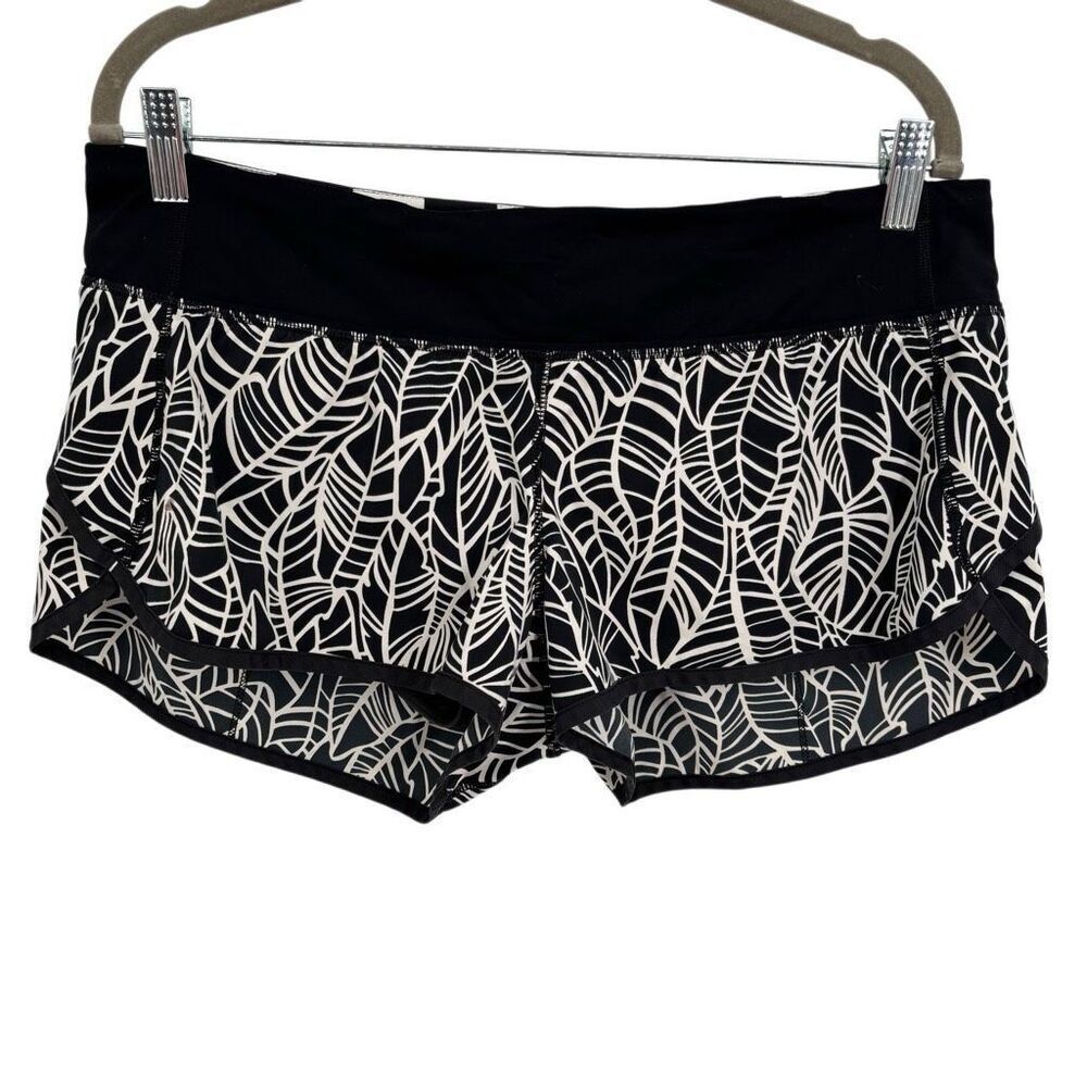 Lululemon Run: Speed Short 2-way Stretch Pretty Palm Black Angel Wing Size 10 - Picture 3 of 10